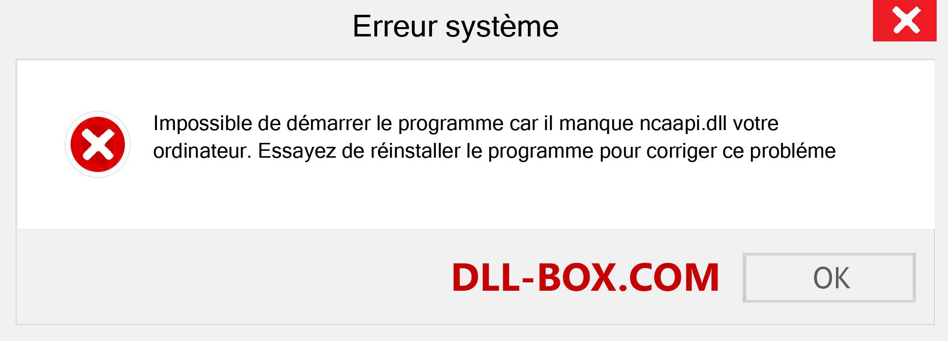 Le fichier ncaapi.dll est manquant ?. Télécharger pour Windows 7, 8, 10 - Correction de l'erreur manquante ncaapi dll sur Windows, photos, images